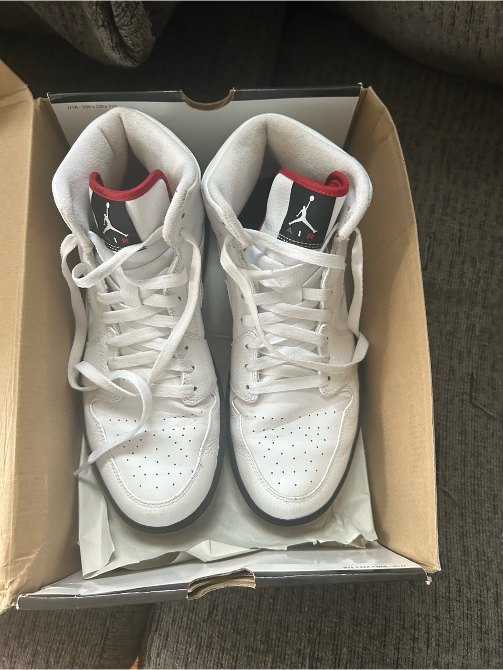 Jordan Men's White and Red High-Top Sneakers